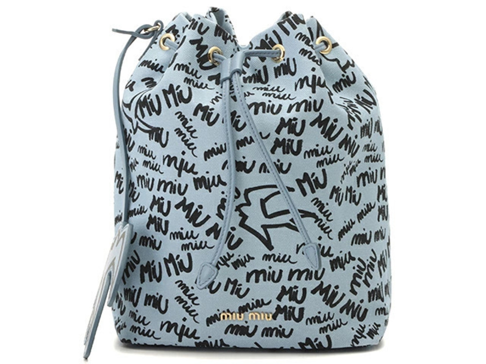 Miu Miu drawstring bag CANAPA ASTRALE canvas blue